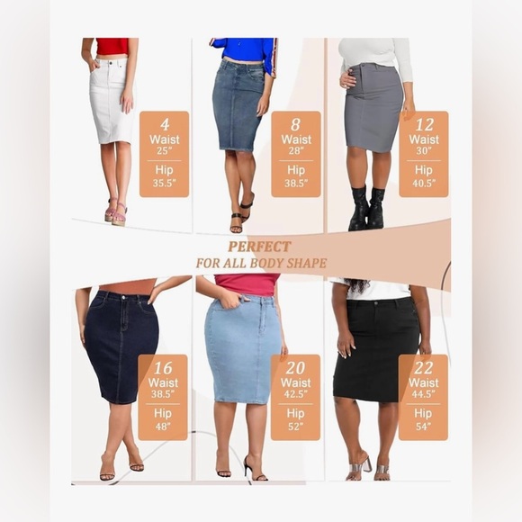 Lexi Plus Size 24 Pull On Stretch Denim Skirt - Picture 6 of 14